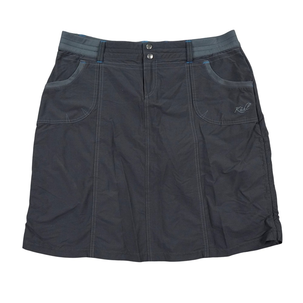 Kuhl Mova Skort Womens 14 Gray Outdoor Hiking Gorpcore Logo Skirt